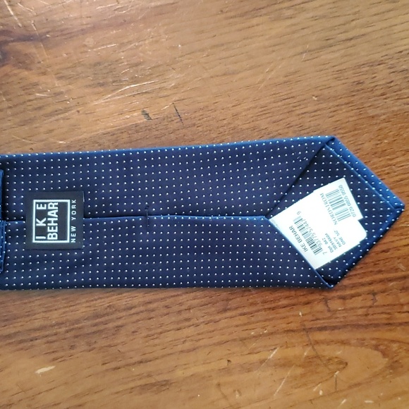 NWT IKE BEHAR Navy Tie with White Dots - Picture 2 of 5